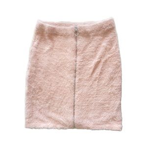 vintage y2k fuzzy pink zipper skirt